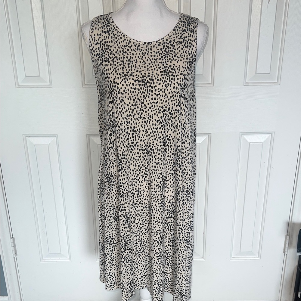 Express Black and Cream Spotted Midi Dress